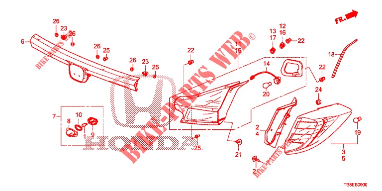 LUZ TRASERA/LUZ DE LICENCIA (PGM FI)  para Honda CIVIC TOURER 1.8 EX 5 Puertas 6 velocidades manual 2015