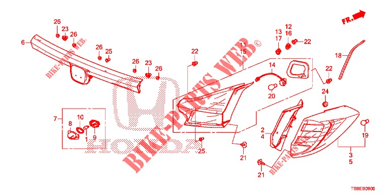 LUZ TRASERA/LUZ DE LICENCIA (PGM FI)  para Honda CIVIC TOURER 1.8 SE 5 Puertas 6 velocidades manual 2015