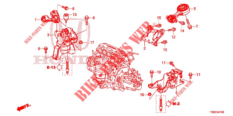 SOPORTES DE MOTOR (MT) para Honda CIVIC TOURER 1.8 EXGT 5 Puertas 6 velocidades manual 2016