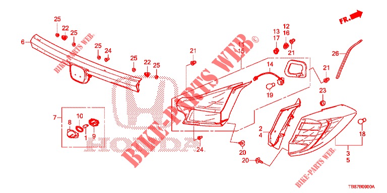 LUZ TRASERA/LUZ DE LICENCIA (PGM FI)  para Honda CIVIC TOURER DIESEL 1.6 EXGT 5 Puertas 6 velocidades manual 2014