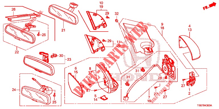 RETROVISOR/VISERA  para Honda CIVIC TOURER DIESEL 1.6 LIFESTYLE 5 Puertas 6 velocidades manual 2014