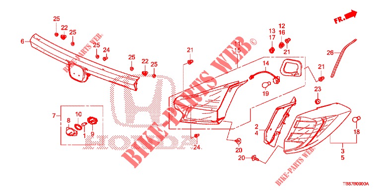 LUZ TRASERA/LUZ DE LICENCIA (PGM FI)  para Honda CIVIC TOURER DIESEL 1.6 S 5 Puertas 6 velocidades manual 2014
