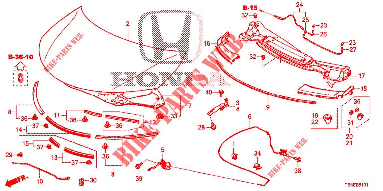 CAPO (RH) para Honda CIVIC TOURER DIESEL 1.6 EX 5 Puertas 6 velocidades manual 2015
