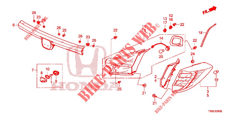 LUZ TRASERA/LUZ DE LICENCIA (PGM FI)  para Honda CIVIC TOURER DIESEL 1.6 EX 5 Puertas 6 velocidades manual 2015