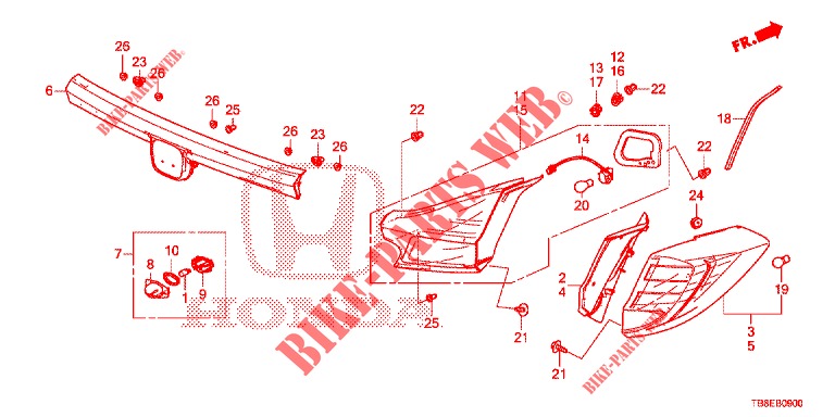 LUZ TRASERA/LUZ DE LICENCIA (PGM FI)  para Honda CIVIC TOURER DIESEL 1.6 EXGT 5 Puertas 6 velocidades manual 2015