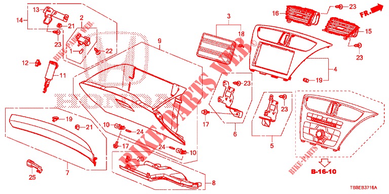 GUARNICION DE INSTRUMENTO (COTE DE PASSAGER) (RH) para Honda CIVIC TOURER DIESEL 1.6 S 5 Puertas 6 velocidades manual 2015