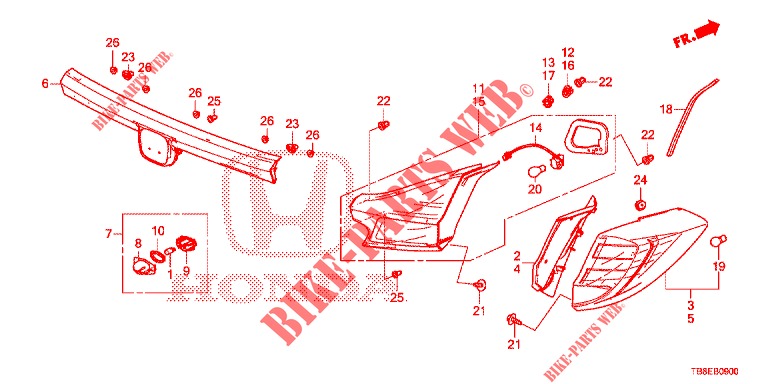 LUZ TRASERA/LUZ DE LICENCIA (PGM FI)  para Honda CIVIC TOURER DIESEL 1.6 SE 5 Puertas 6 velocidades manual 2015