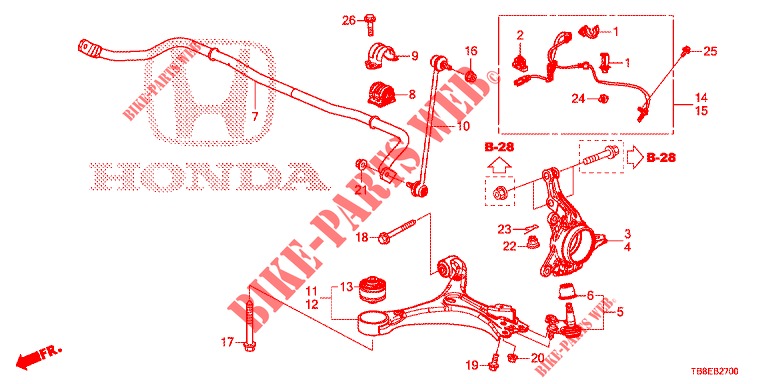 ARTICULACION DELANTERA  para Honda CIVIC TOURER DIESEL 1.6 EXGT 5 Puertas 6 velocidades manual 2016
