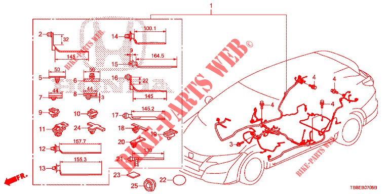 CONJUNTO DE ALAMBRES (3) (RH) para Honda CIVIC TOURER DIESEL 1.6 EXGT 5 Puertas 6 velocidades manual 2016