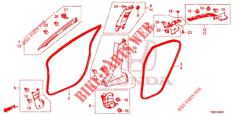 GUARNICION DE PILAR (RH) para Honda CIVIC TOURER DIESEL 1.6 EXGT 5 Puertas 6 velocidades manual 2016