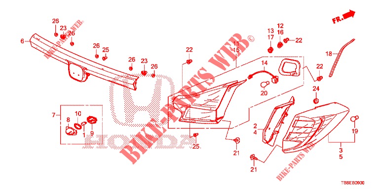 LUZ TRASERA/LUZ DE LICENCIA (PGM FI)  para Honda CIVIC TOURER DIESEL 1.6 EXGT 5 Puertas 6 velocidades manual 2016