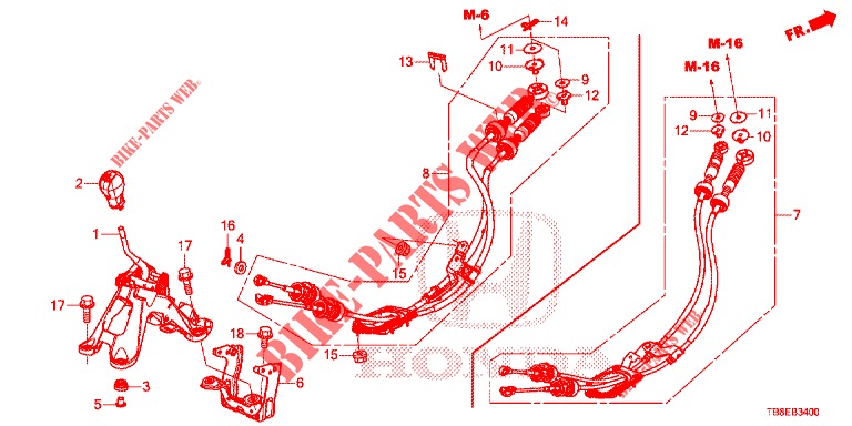 PALANCA SELECTORA(HMT)  para Honda CIVIC TOURER DIESEL 1.6 EXGT 5 Puertas 6 velocidades manual 2016