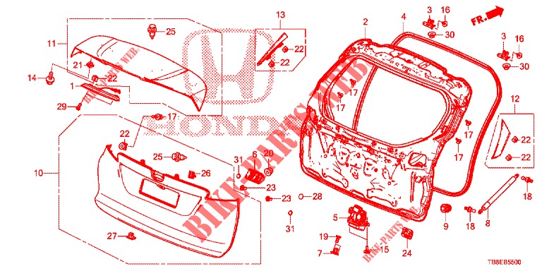 PANEL DE PUERTA TRASERA(2D)  para Honda CIVIC TOURER DIESEL 1.6 EXGT 5 Puertas 6 velocidades manual 2016