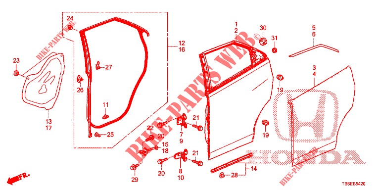 PANELES DE PUERTA TRAS.(4D)  para Honda CIVIC TOURER DIESEL 1.6 EXGT 5 Puertas 6 velocidades manual 2016
