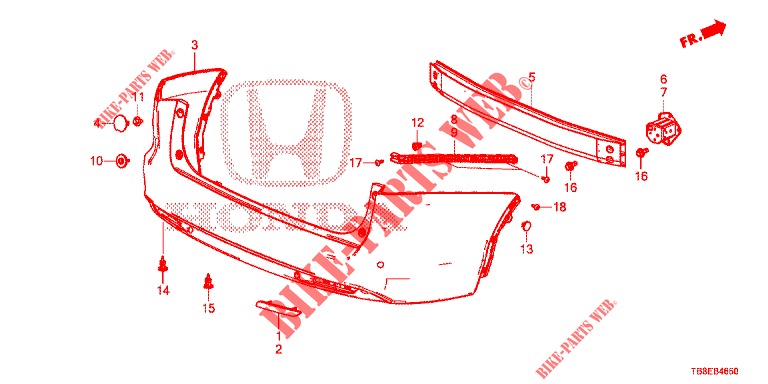 PARAGOLPES TRASERO  para Honda CIVIC TOURER DIESEL 1.6 EXGT 5 Puertas 6 velocidades manual 2016