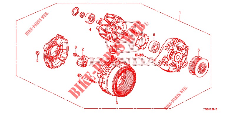 ALTERNADOR (DIESEL) (DENSO) para Honda CIVIC TOURER DIESEL 1.6 EXGT 5 Puertas 6 velocidades manual 2017