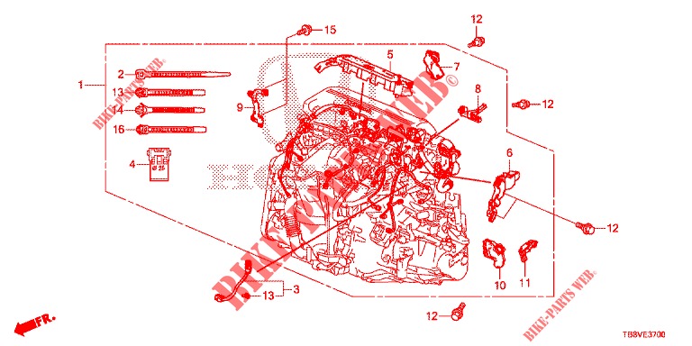 CONJ. DE CABLES DE MOTOR (DIESEL) para Honda CIVIC TOURER DIESEL 1.6 EXGT 5 Puertas 6 velocidades manual 2017