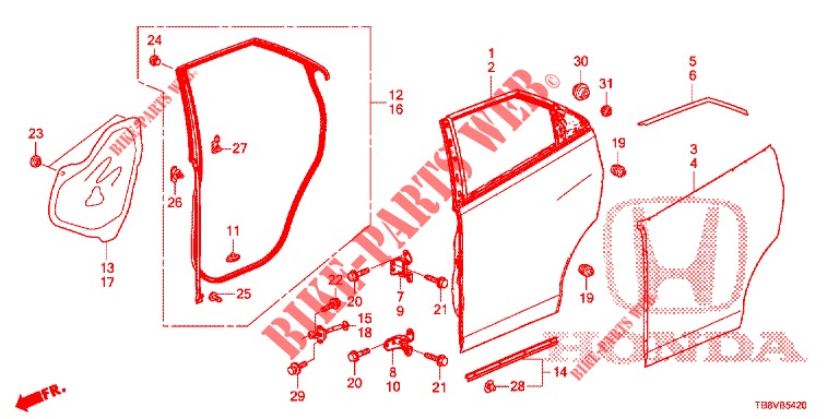PANELES DE PUERTA TRAS.(4D)  para Honda CIVIC TOURER DIESEL 1.6 EXGT 5 Puertas 6 velocidades manual 2017