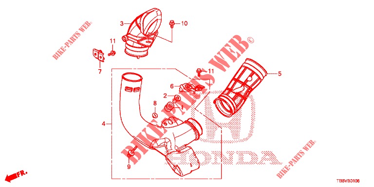 TUBO DE ADMISION DE AIRE (DIESEL) para Honda CIVIC TOURER DIESEL 1.6 EXGT 5 Puertas 6 velocidades manual 2017